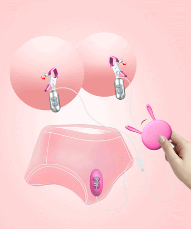 Triple Bunny- Rechargeable Vibrating Nipple Clamps and Clitoral Egg Bullet Nipple Clamps Scandals